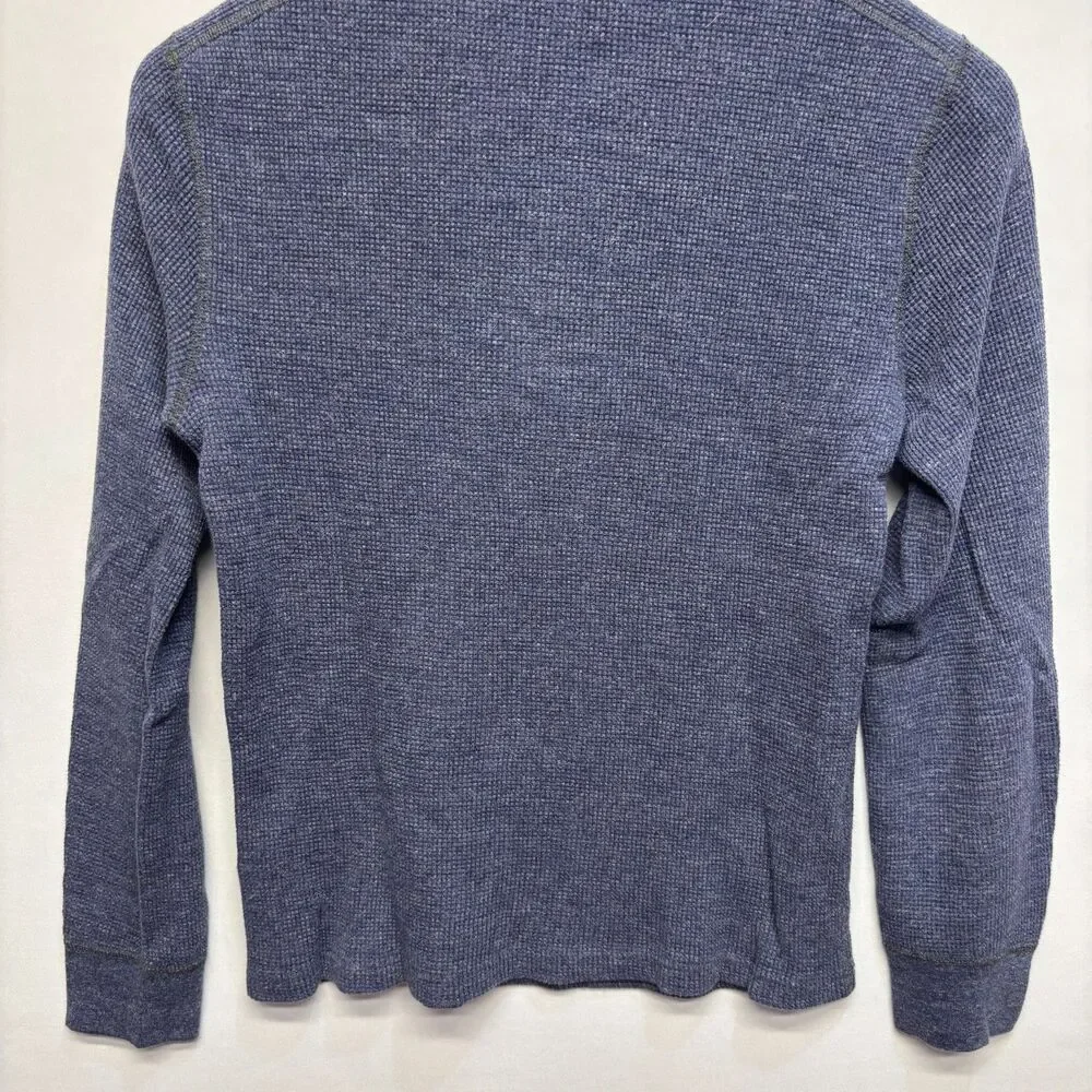 Wallace & Barnes Men Henley Waffle Thermal Shirt Top Size Small Blue D121 -18